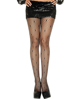 Collant en fine résille forme mini losange noir 